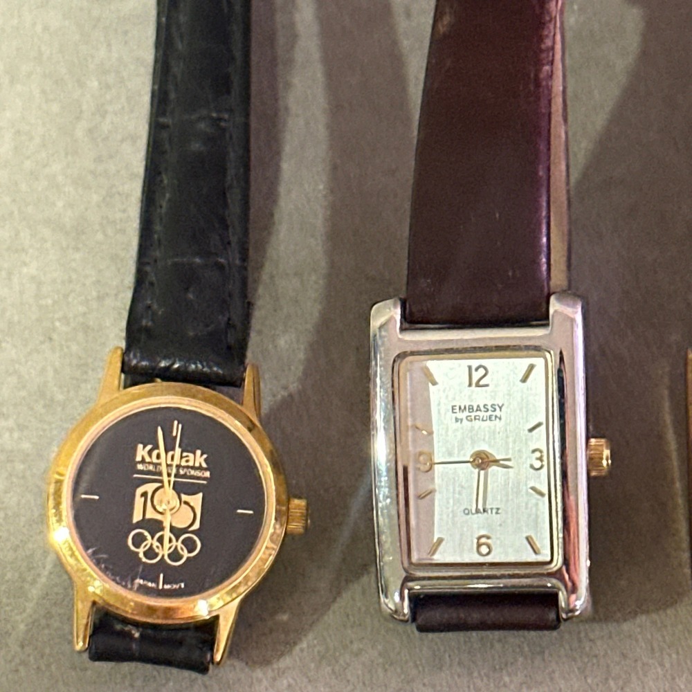 Vintage & Modern Watch Lot 9pc Kodak Olympic Gruen Civil War Pocket Watch Meibo - Picture 2 of 8